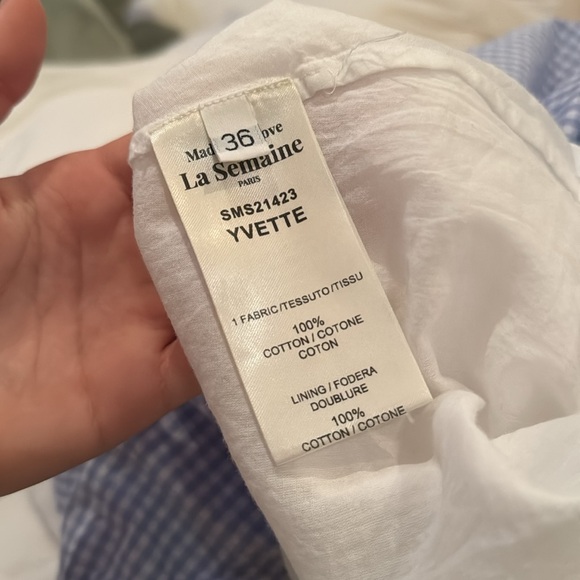 La Semaine Paris Yvette dress blue and white checkered size 36 / US small - Picture 3 of 3